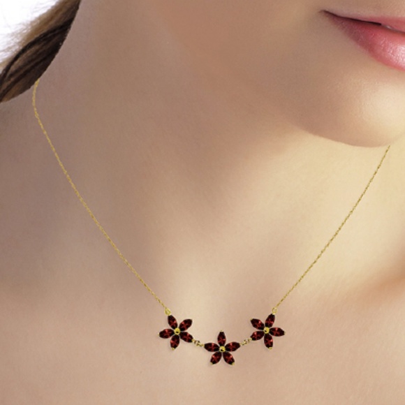 14K. SOLID GOLD NECKLACE WITH NATURAL GARNETS - Picture 3 of 5
